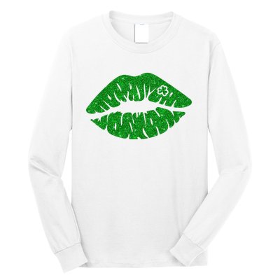 Lucky St Patrick's Day Lips Kiss Long Sleeve Shirt