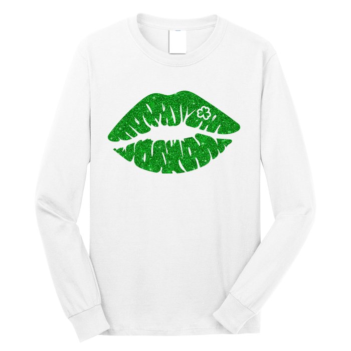 Lucky St Patrick's Day Lips Kiss Long Sleeve Shirt