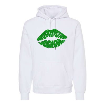 Lucky St Patrick's Day Lips Kiss Premium Hoodie