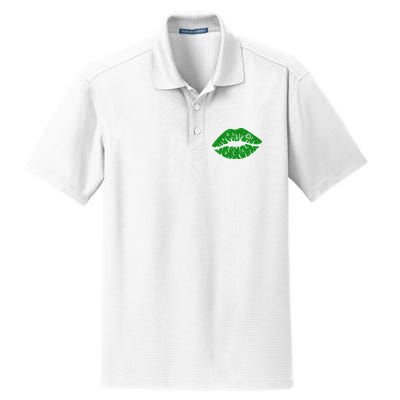 Lucky St Patrick's Day Lips Kiss Dry Zone Grid Polo