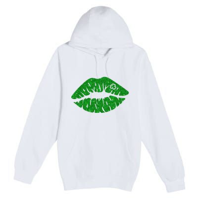 Lucky St Patrick's Day Lips Kiss Premium Pullover Hoodie