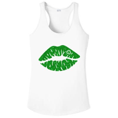 Lucky St Patrick's Day Lips Kiss Ladies PosiCharge Competitor Racerback Tank