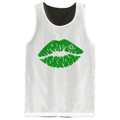 Lucky St Patrick's Day Lips Kiss Mesh Reversible Basketball Jersey Tank