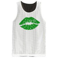 Lucky St Patrick's Day Lips Kiss Mesh Reversible Basketball Jersey Tank