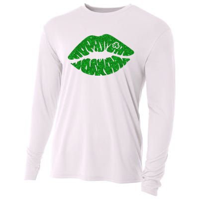 Lucky St Patrick's Day Lips Kiss Cooling Performance Long Sleeve Crew