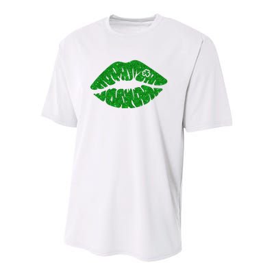 Lucky St Patrick's Day Lips Kiss Youth Performance Sprint T-Shirt