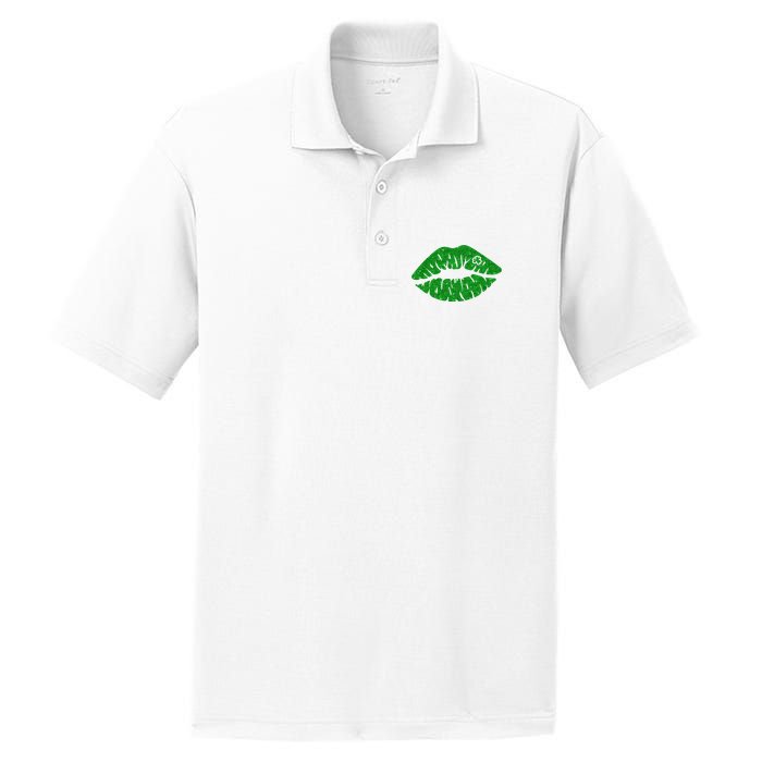 Lucky St Patrick's Day Lips Kiss PosiCharge RacerMesh Polo