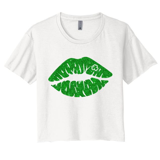 Lucky St Patrick's Day Lips Kiss Crop Top