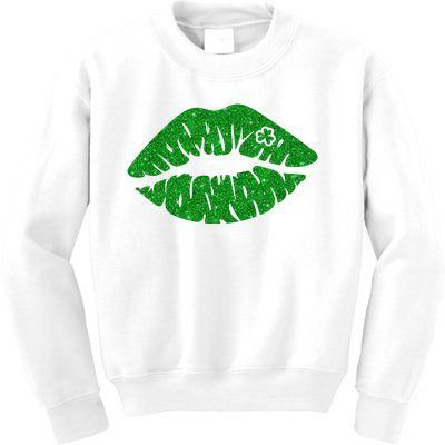 Lucky St Patrick's Day Lips Kiss Kids Sweatshirt