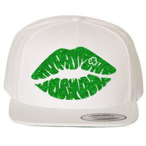 Lucky St Patrick's Day Lips Kiss Wool Snapback Cap