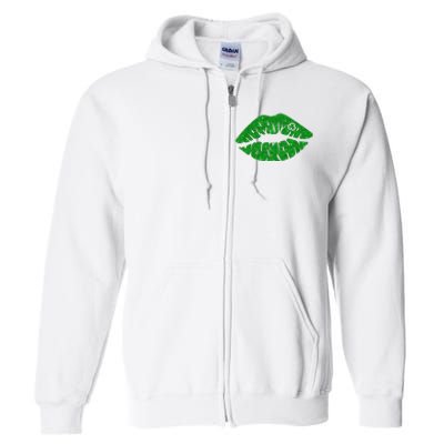 Lucky St Patrick's Day Lips Kiss Full Zip Hoodie