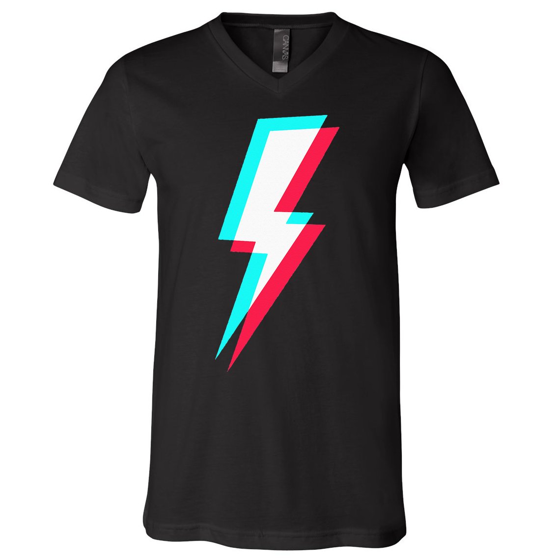Lightning Symbol Power Electricity Bolt Graphic V-Neck T-Shirt