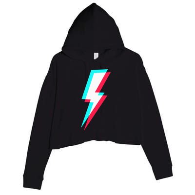 Lightning Symbol Power Electricity Bolt Graphic Crop Fleece Hoodie