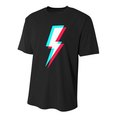 Lightning Symbol Power Electricity Bolt Graphic Youth Performance Sprint T-Shirt