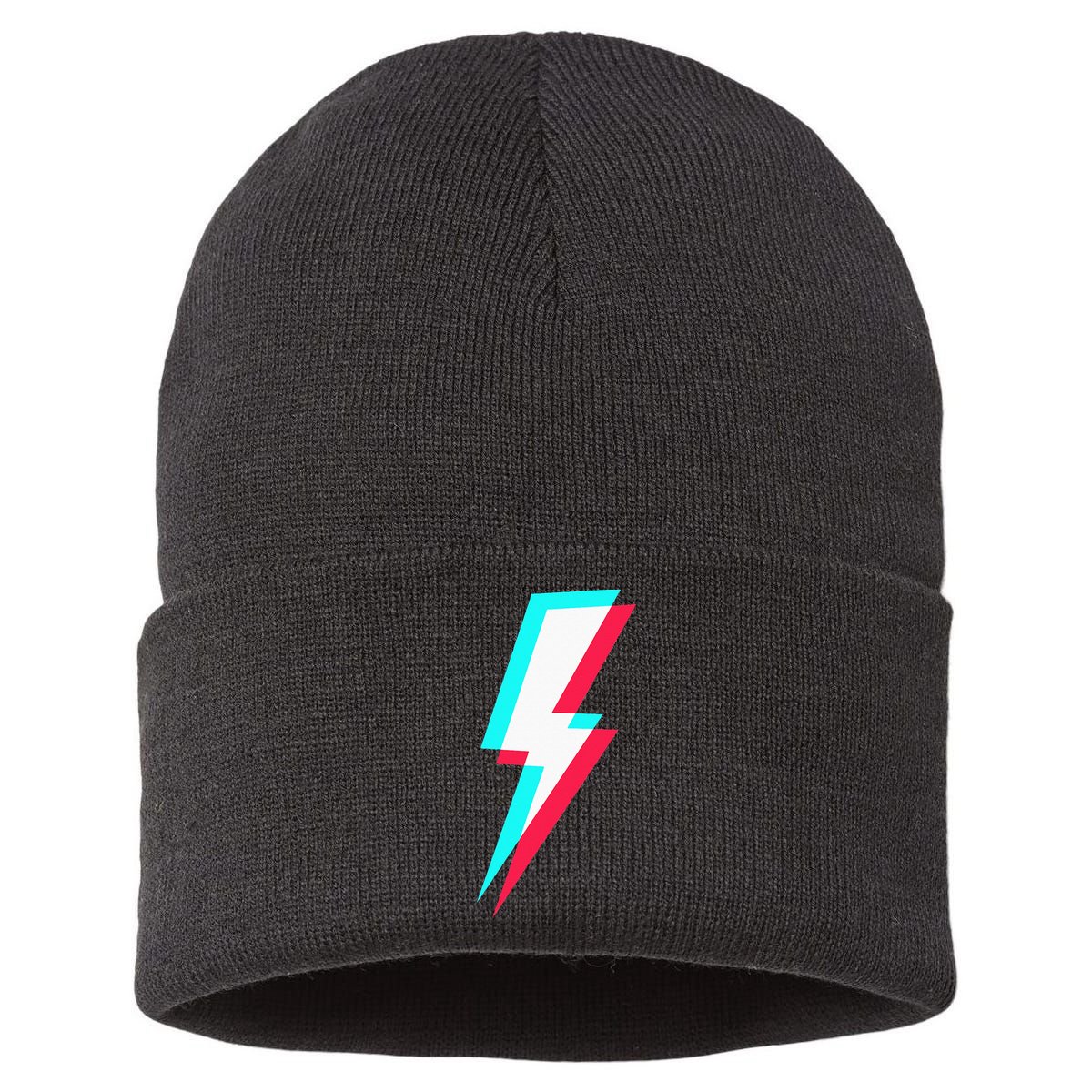 Lightning Symbol Power Electricity Bolt Graphic Sustainable Knit Beanie