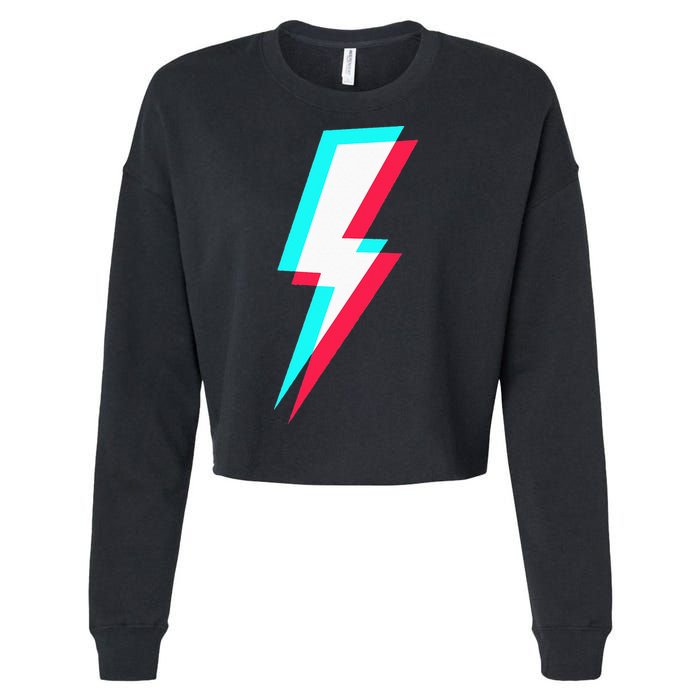 Lightning Symbol Power Electricity Bolt Graphic Cropped Pullover Crew
