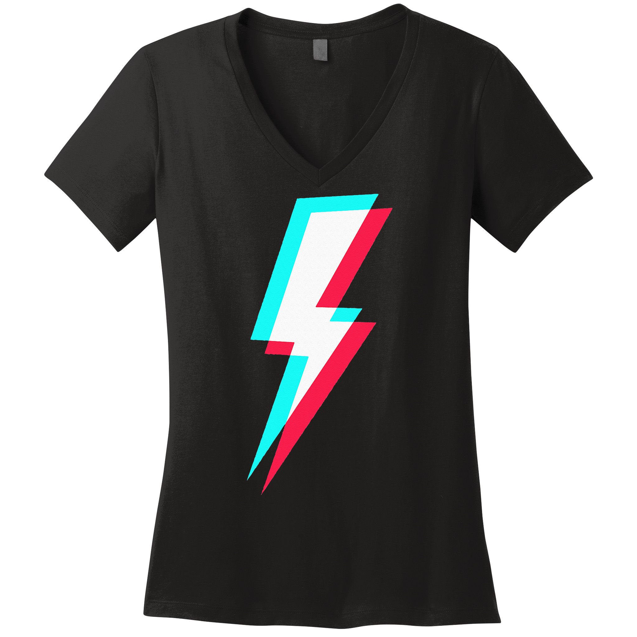 Lightning Symbol Power Electricity Bolt Graphic Women's V-Neck T-Shirt