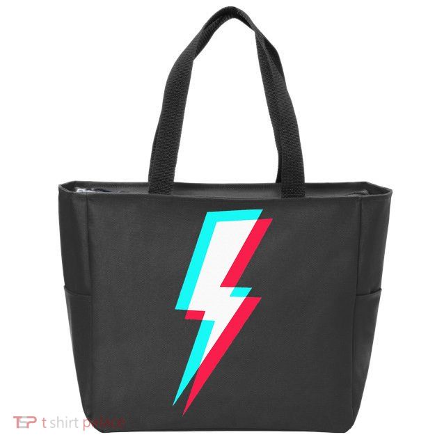Lightning Symbol Power Electricity Bolt Graphic Zip Tote Bag