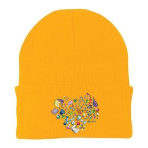 Love Science Pattern Heart Knit Cap Winter Beanie