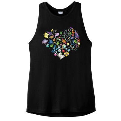 Love Science Pattern Heart Ladies PosiCharge Tri-Blend Wicking Tank