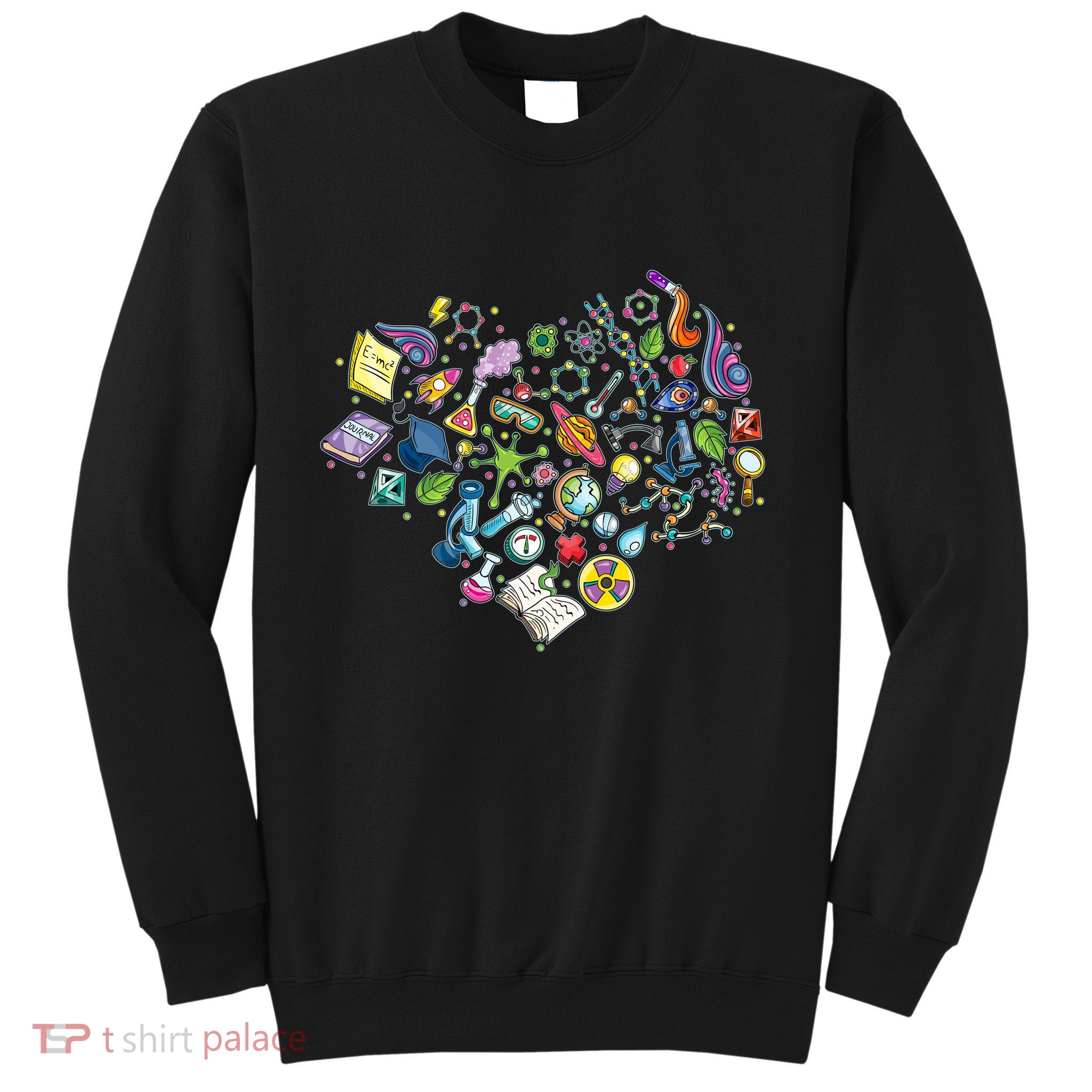 Love Science Pattern Heart Sweatshirt