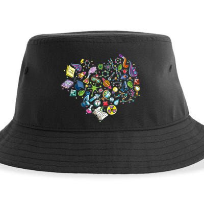 Love Science Pattern Heart Sustainable Bucket Hat