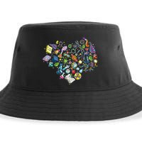 Love Science Pattern Heart Sustainable Bucket Hat