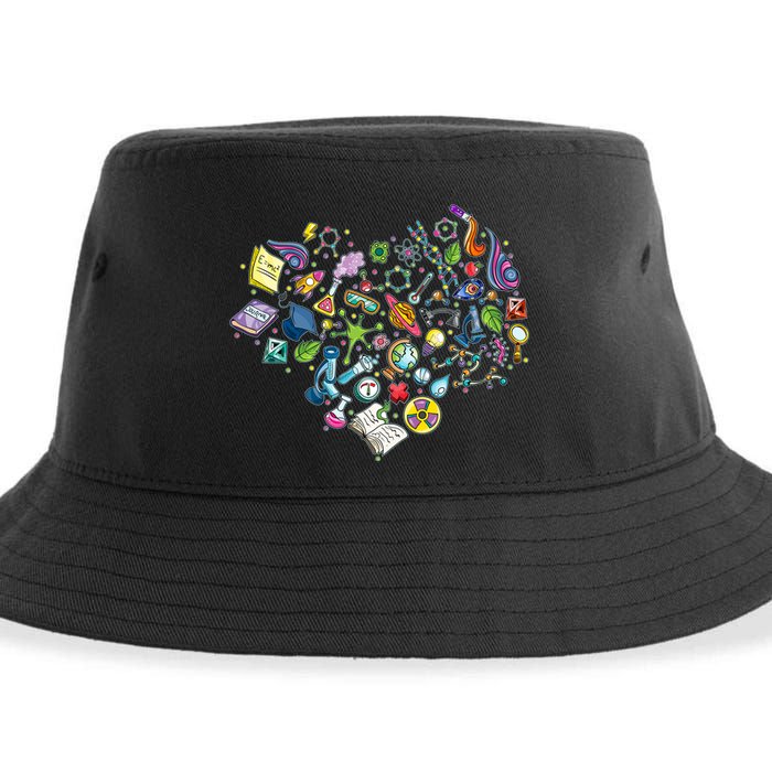 Love Science Pattern Heart Sustainable Bucket Hat
