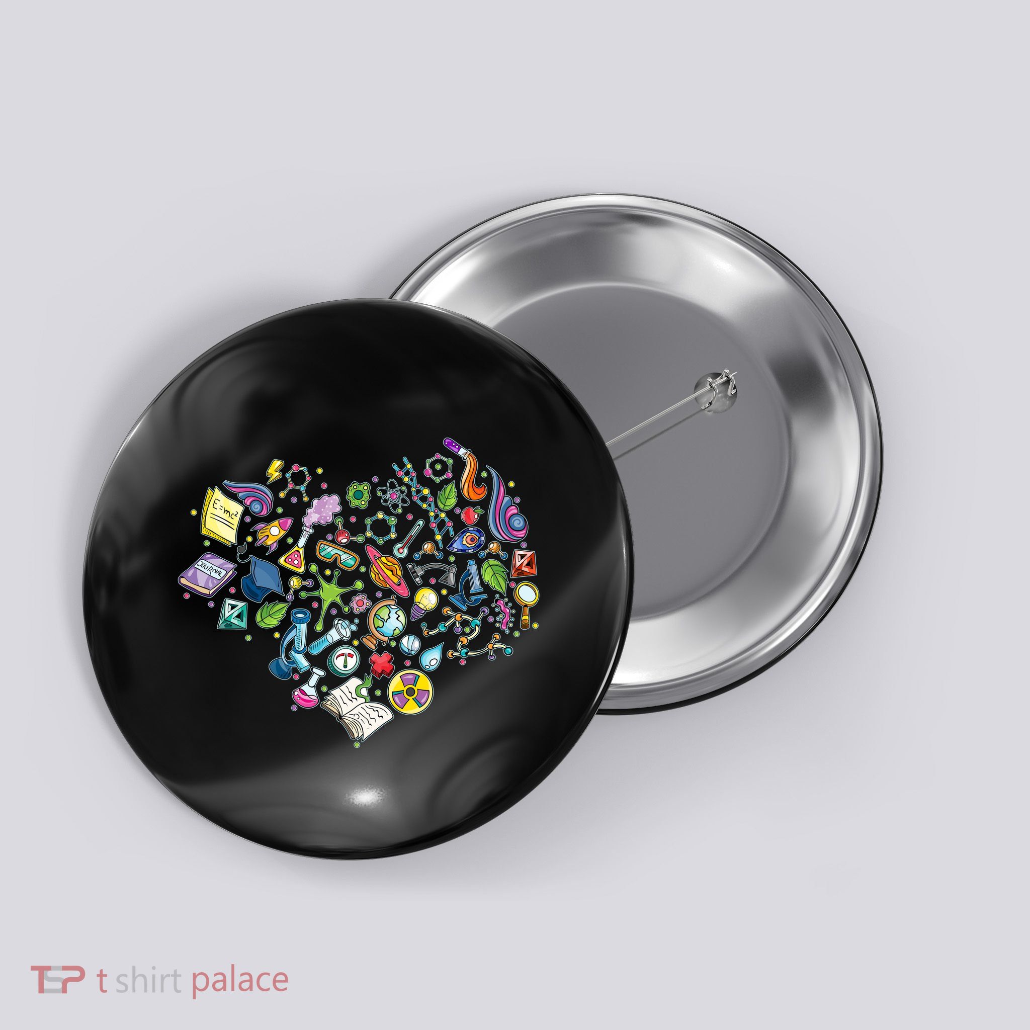 Love Science Pattern Heart Button