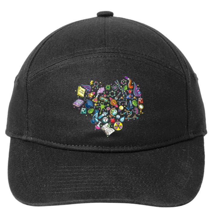 Love Science Pattern Heart 7-Panel Snapback Hat