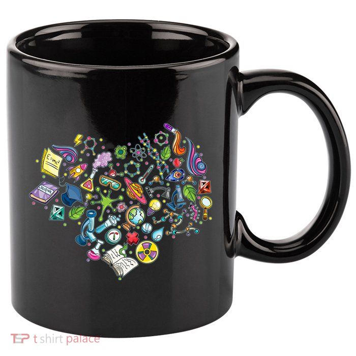 Love Science Pattern Heart 11oz C Handle Ceramic Mug
