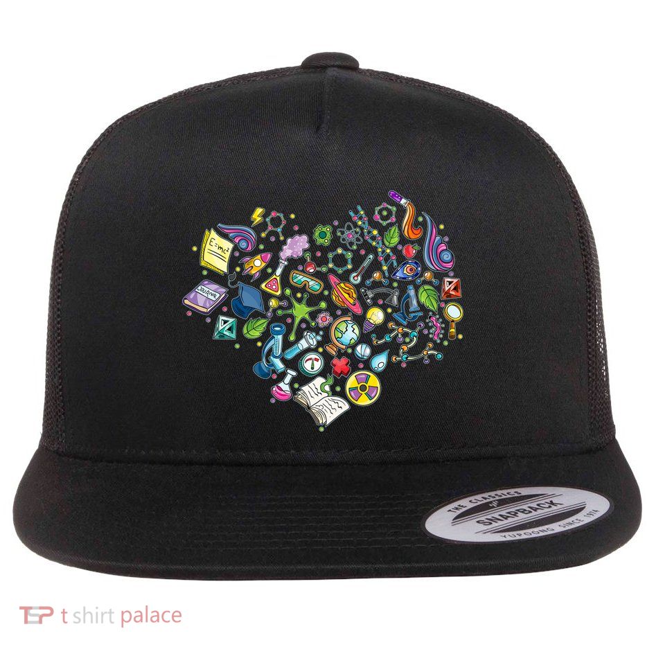 Love Science Pattern Heart Flatbill Hat