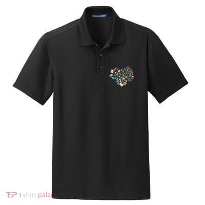 Love Science Pattern Heart Dry Zone Grid Polo