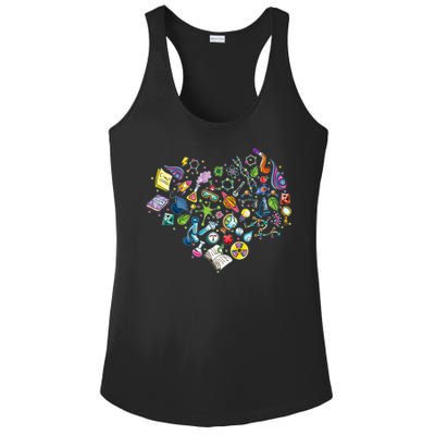 Love Science Pattern Heart Ladies PosiCharge Competitor Racerback Tank