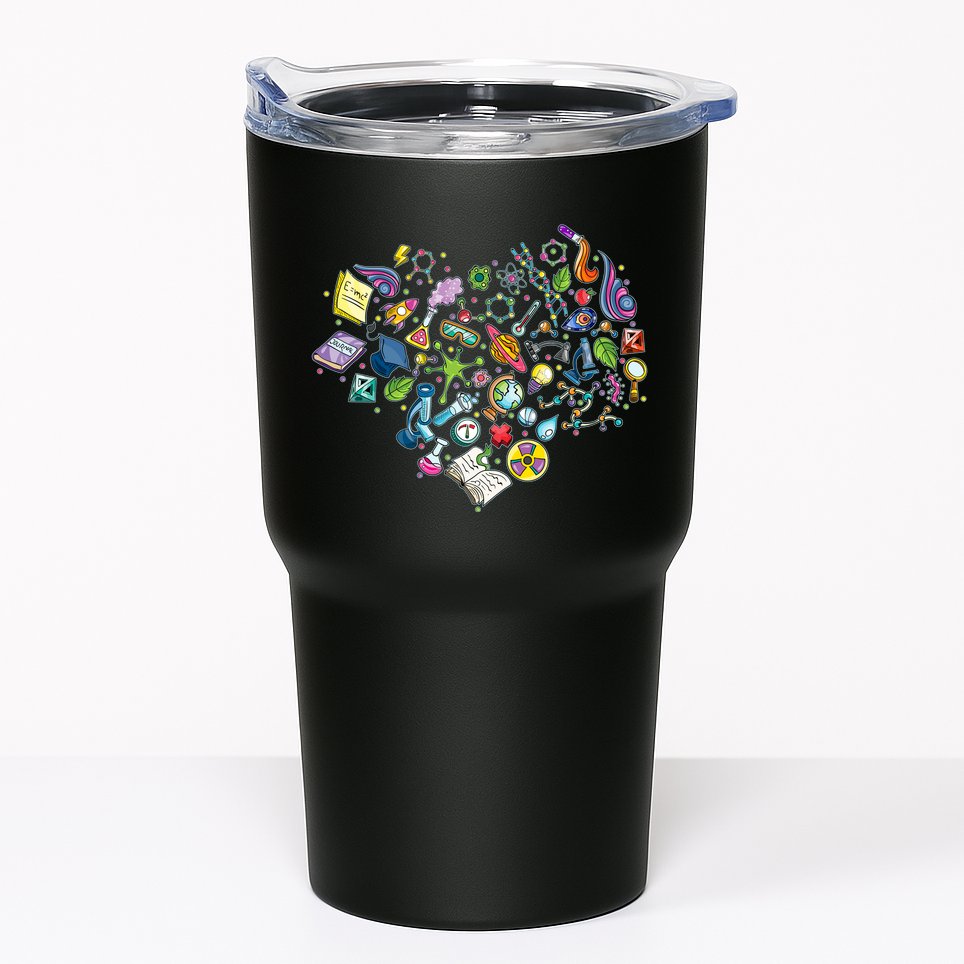 Love Science Pattern Heart Tumbler