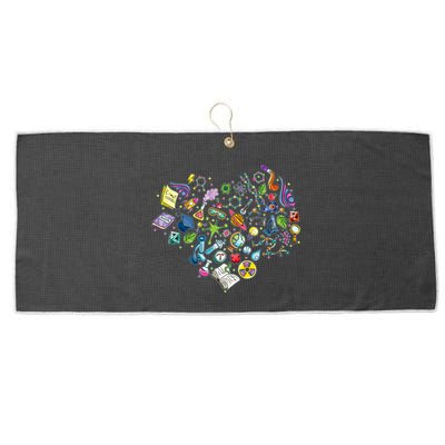 Love Science Pattern Heart Large Microfiber Waffle Golf Towel