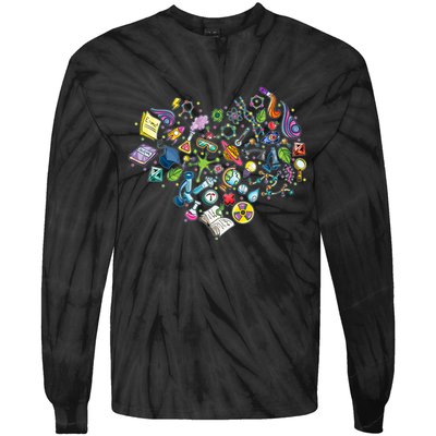 Love Science Pattern Heart Tie-Dye Long Sleeve Shirt