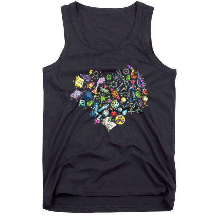 Love Science Pattern Heart Tank Top