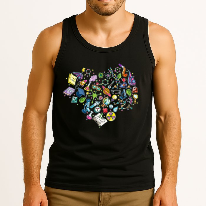 Love Science Pattern Heart Tank Top