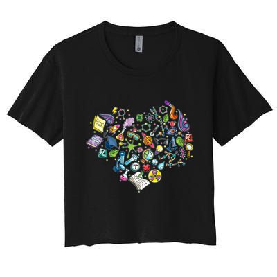 Love Science Pattern Heart Crop Top