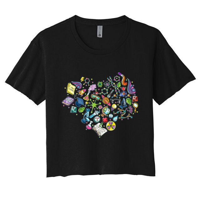 Love Science Pattern Heart Crop Top