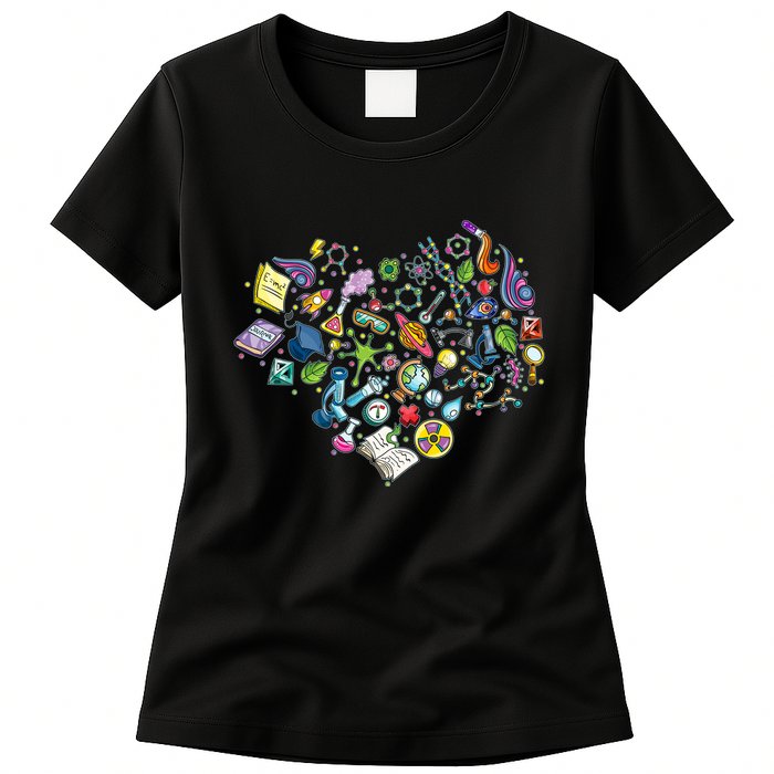 Love Science Pattern Heart Womens T-Shirt