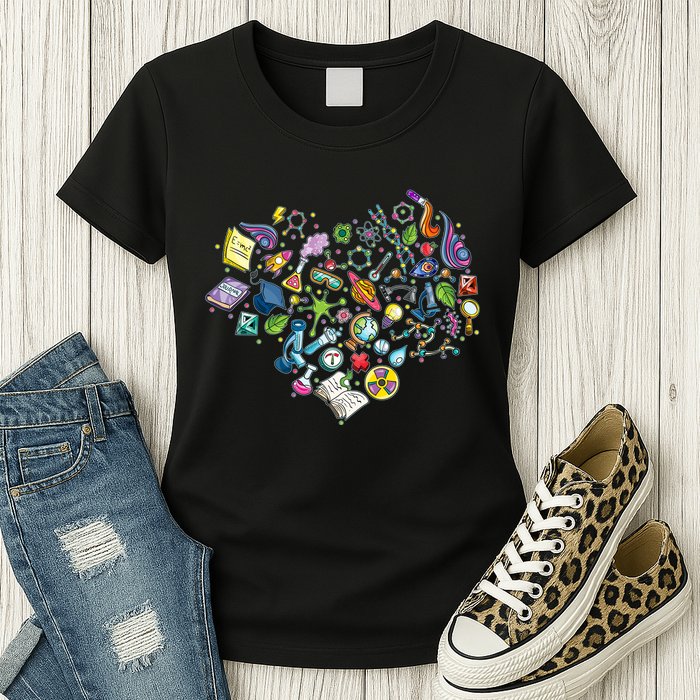 Love Science Pattern Heart Womens T-Shirt