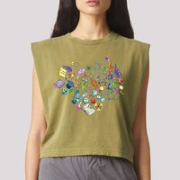 Love Science Pattern Heart Garment-Dyed Women's Muscle Tee