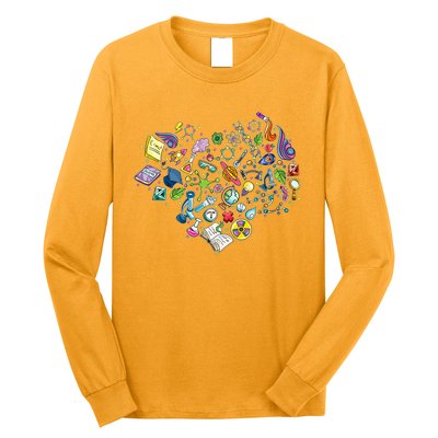 Love Science Pattern Heart Long Sleeve Shirt