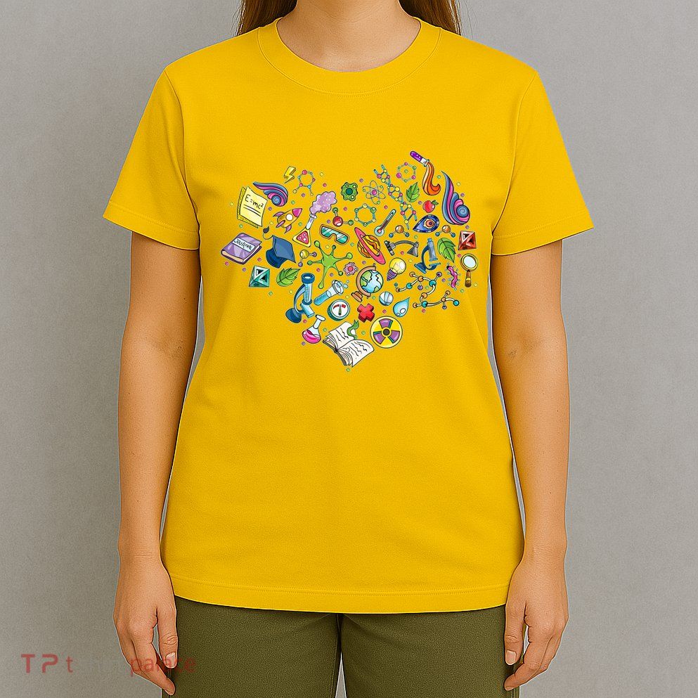 Love Science Pattern Heart T-Shirt
