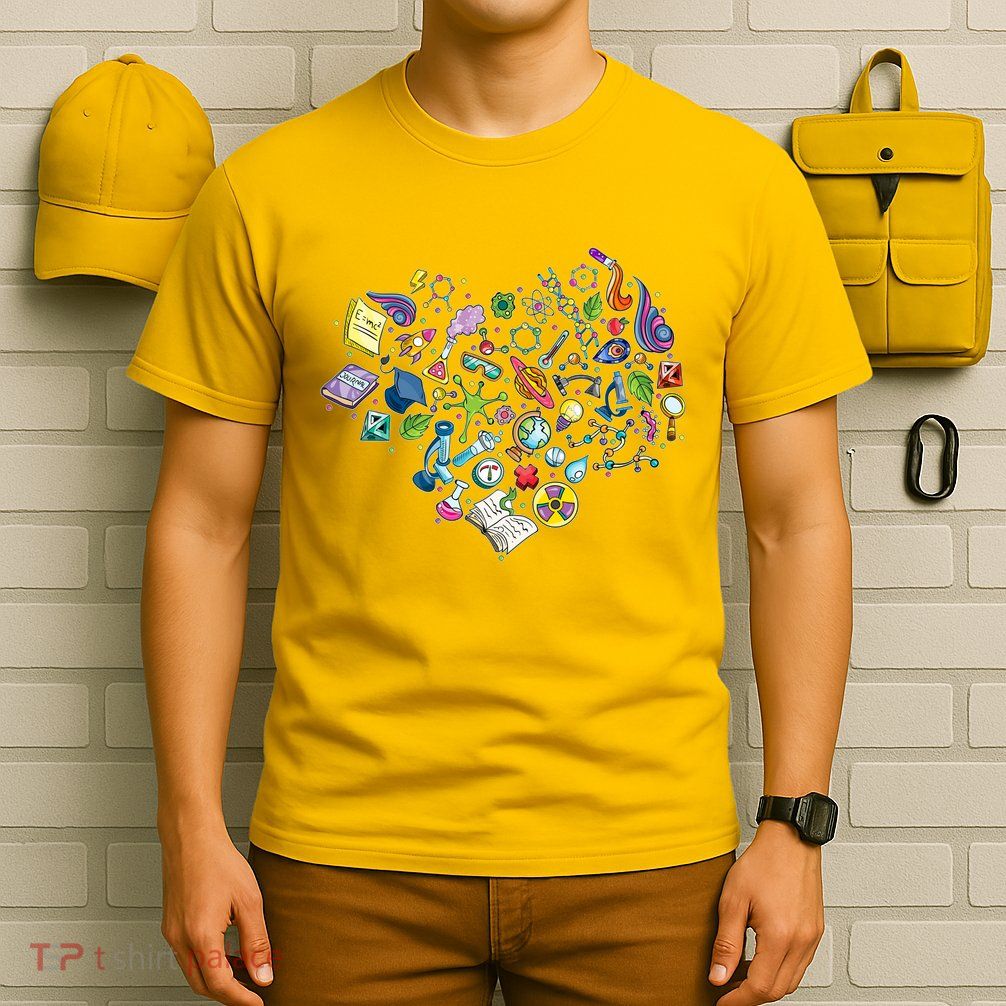 Love Science Pattern Heart T-Shirt