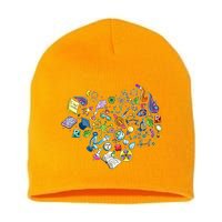 Love Science Pattern Heart Short Acrylic Beanie