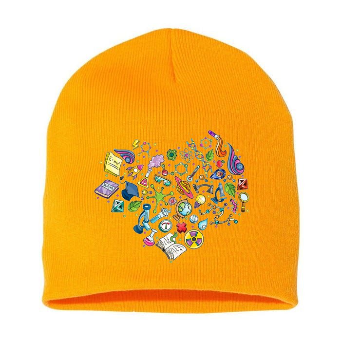 Love Science Pattern Heart Short Acrylic Beanie