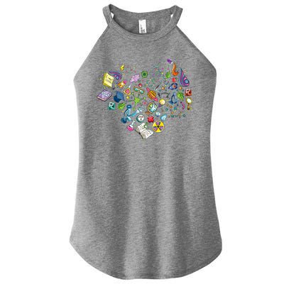 Love Science Pattern Heart Women’s Perfect Tri Rocker Tank